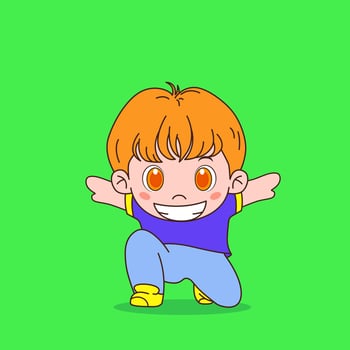 A cartoon boy with orange hair and a purple shirt vector