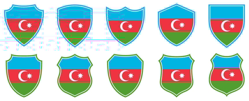 set collections azerbaijan flag in shield badge icon. azerbaijan flag symbol of powerful country. azerbaijan independence day emblem label sticker design template illustration vector
