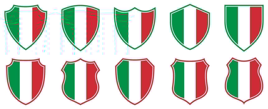 set collections italia flag in shield badge icon. Slovakiaflag symbol of powerful country. Slovakia independence day emblem label sticker design template illustration vector