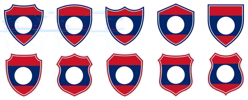 set collections laos flag in shield badge icon. laos flag symbol of powerful country. laos independence day emblem label sticker design template illustration vector