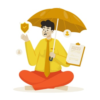 Male broker invite to join insurance protection flat illustration vector