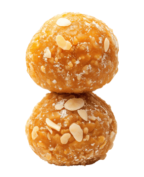 Two laddu isolated on a transparent background png