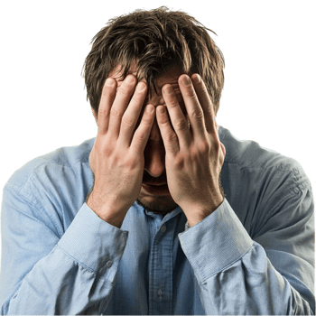Frustrated Man with s on Face Expressing Mental Exhaustion png