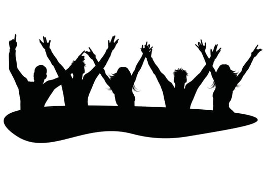 Silhouette Background of a Group of Happy Women Celebrating Together vector