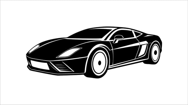 Sleek Black Sports Car for Thrill Seekers. black and white sports car vector