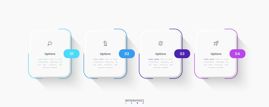 Infographic label design template with icons and 4 options or steps. Can be used for process, presentations, workflow layout, banner, flowchart, info graph. vector