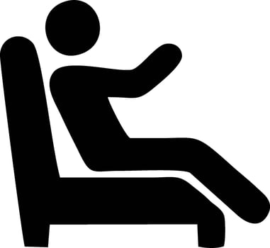 Person sitting comfortably in a chair, simple icon. vector