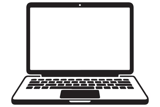 Laptop icon with black silhouette simple style vector