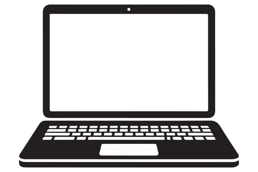 Black laptop icon silhouette flat style isolated vector