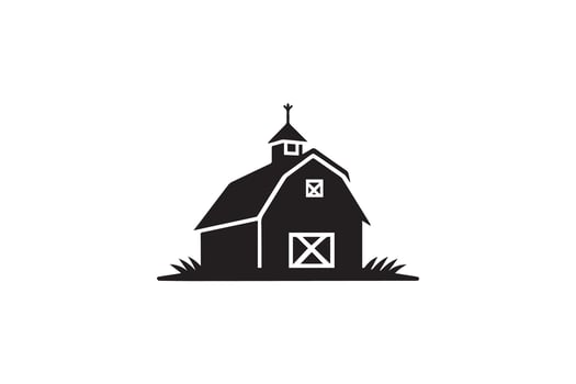 A black and white logo of a barn vector
