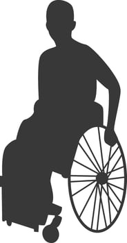 Silhouette of Disabled Person in Wheelchair, with Simple Shape, vector