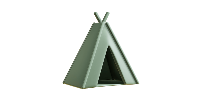 Green Geometric Teepee-Shaped Cat House. Modern Pet Furniture For Stylish Home Decor Isolated On Transparent Background png