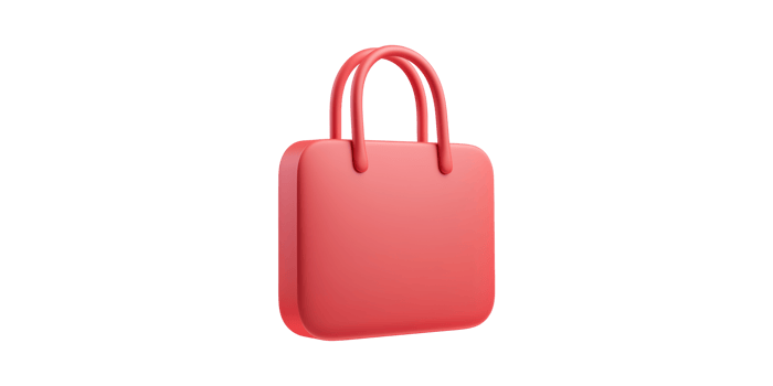 Red 3D Shopping Bag Icon. Symbol Of E-Commerce And Retail Shopping Isolated On Transparent Background png
