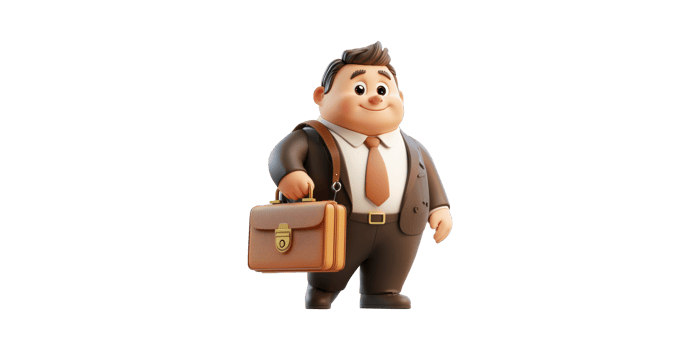 3D Cartoon Businessman Holding Briefcase. Professional Character Design For Corporate Themes Isolated On Transparent Background png