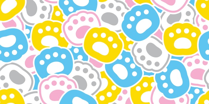bear paw seamless pattern polar dog cat footprint pet puppy kitten pastel cartoon doodle gift wrapping paper repeat wallpaper tile background scarf isolated illustration design vector