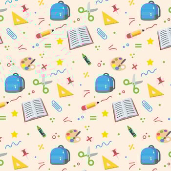 Hand drawn pattern of back to school elements education concept vector