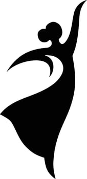 Mid Air Graceful Dancer Silhouette, Dynamic Dance Silhouette . vector