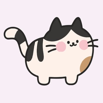 Cute Cartoon Cat Illustration with Rosy Cheeks and Playful Expression vector