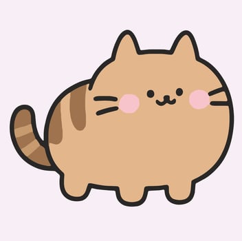 Cute Cartoon Illustration of a Pastel Cat With Round Shapes and Blushing Cheeks vector