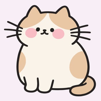 Adorable Cartoon Cat with Blush Cheeks Against a Minimalist Background vector