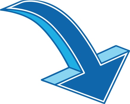 Blue Gradient Arrow Pointing Downwards vector