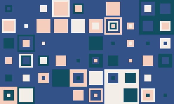 Abstract geometric pattern featuring a vibrant array of squares in varying sizes and pastel colors against a deep blue backdrop. vector