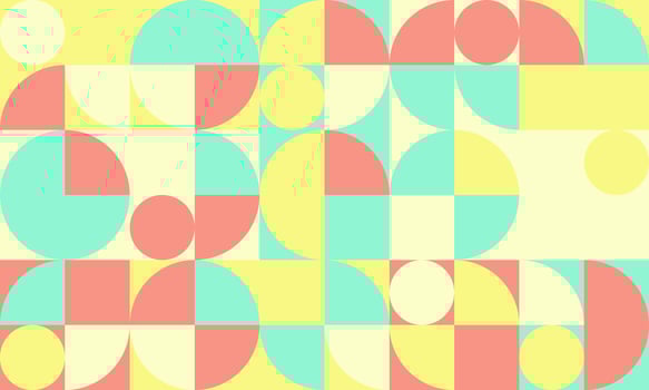 Abstract geometric pattern with pastel circles and squares. Ideal for modern backgrounds, website designs, or social media graphics. vector