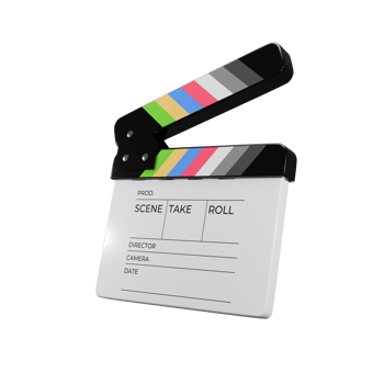 3d icon render white movie clapperboard illustration png