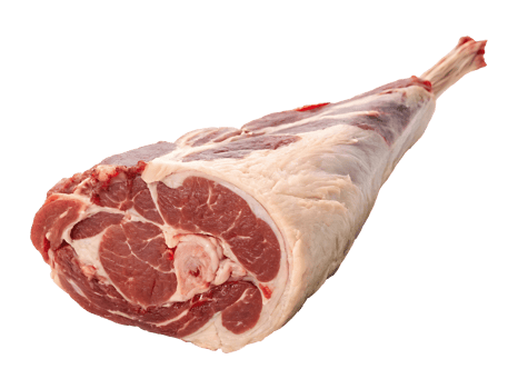Raw leg of lamb with sprig of rosemary png
