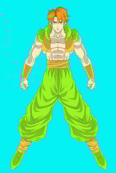 Muscular Anime Warrior Standing vector