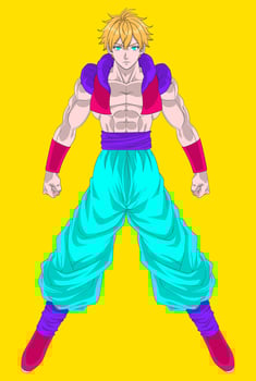 Dynamic Anime Fighter with Vibrant Colors vector