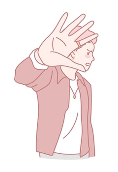 An Illustration Depicting a Person Who is Refusing or Pushing Away in a Simple Art Style vector