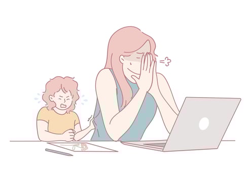 Managing Work Responsibilities from Home with Kids A Constant Balancing Act of Chaos vector