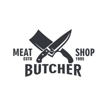 Vintage Retro Butcher Knife Cleaver Crossed for Butchery Meat or Chef Logo Grapic Design Illustration vector