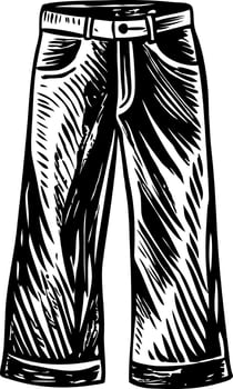 Wide pants illustration in vintage style vector
