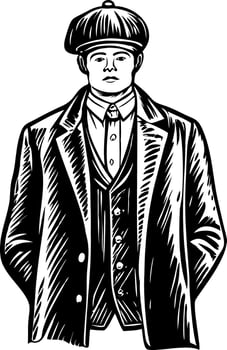 Blinders outfit illustration in vintage style vector