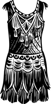 Flapper dress illustration in vintage style vector