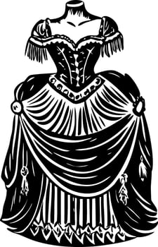 Opera dress illustration in vintage style vector