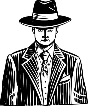 Pinstripe suit illustration in vintage style vector
