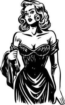 Vintage fashion illustration in vintage style vector