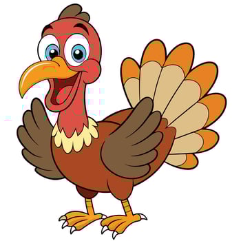 Cheerful cartoon turkey illustration perfect for thanksgiving designs and holiday decorations vector