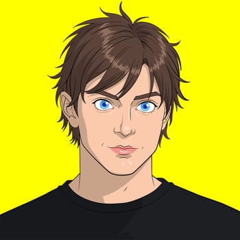 Portrait of a Handsome Young Man with Blue Eyes and Brown Hair vector