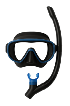 Blue Snorkeling Mask and Snorkel Set Isolated on Transparent Background, png