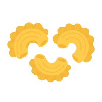Cartoon of Italian mafaldine corte pasta. Cute flat illustration of curled pasta type. vector