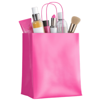 vibrant pink shopping bag filled with beauty products, showcasing stylish collection. isolated on transparency background png