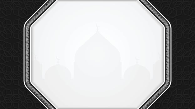 Black Ramadan Kareem Islamic background Frame with Mosque Silhouette vector
