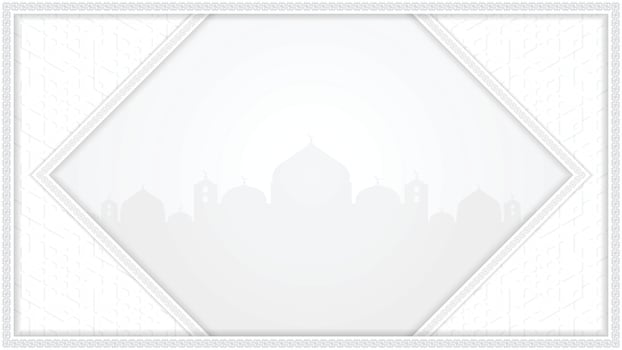Ramadan Kareem Islamic Ornamental White Background with Mosque Silhouette and Decorative Geometric Patterns vector