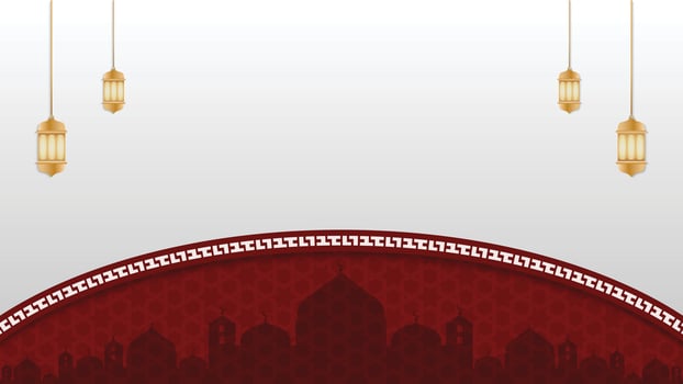 Ramadan Kareem Elegant Islamic Arabic Background with Lanterns and Mosque Silhouettes vector