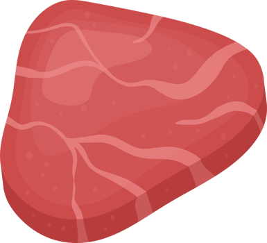 Cartoon piece of uncooked, fresh meat with marbling. png