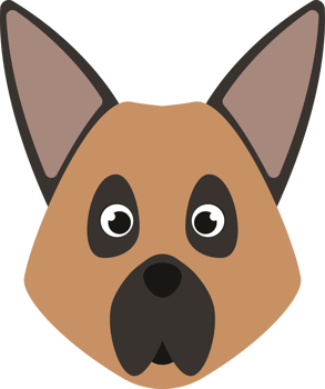Cartoon dog face with pointy ears and black nose illustration png